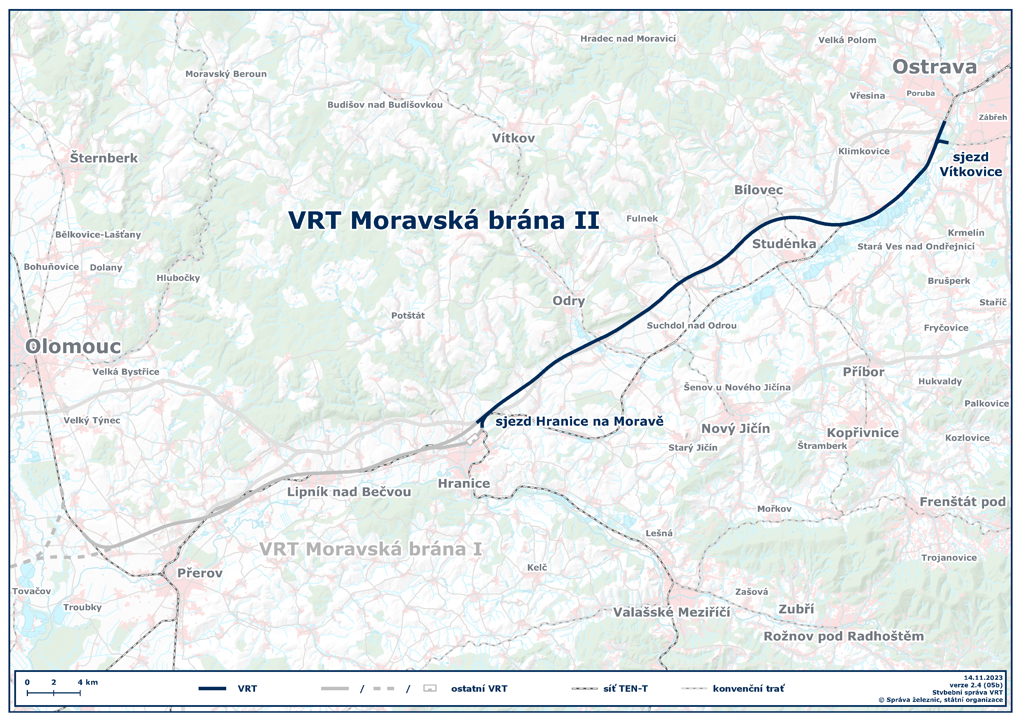 VRT Moravská brána II - mapa