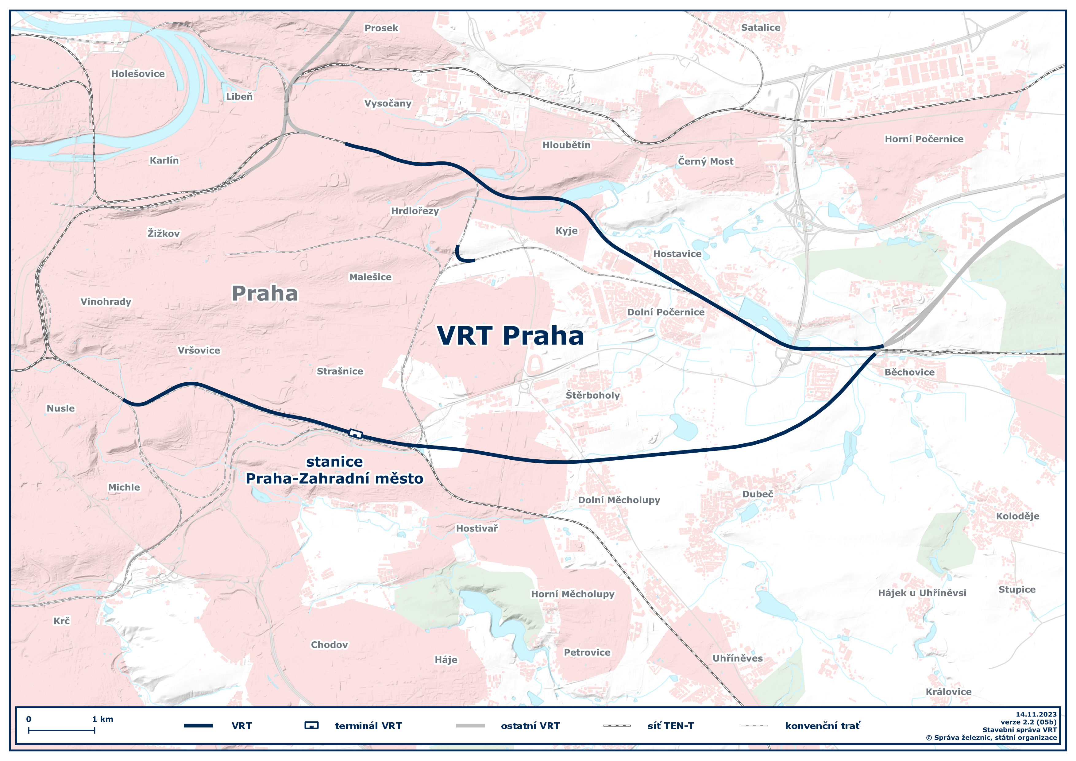 VRT Praha - mapa