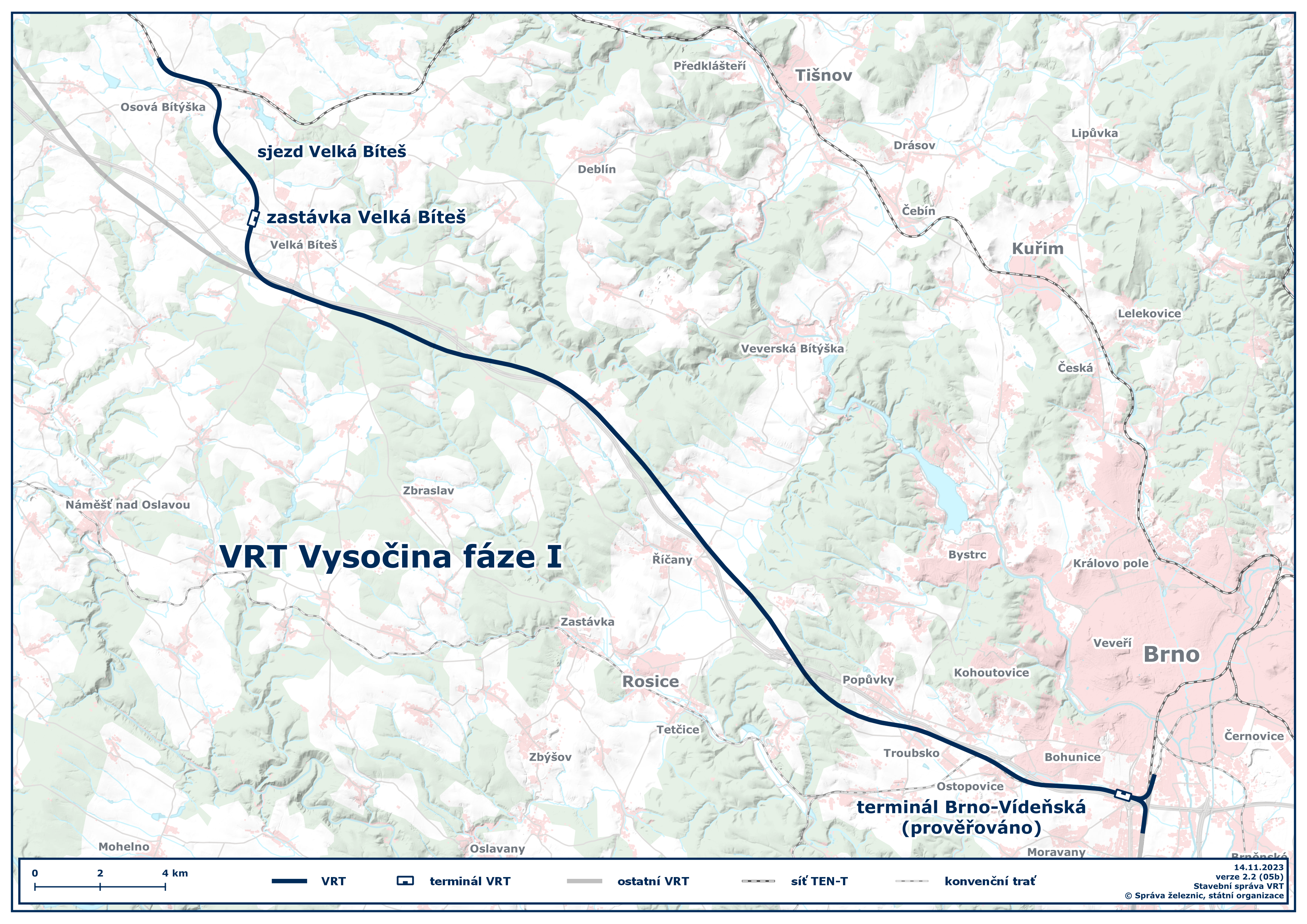 VRT Vysočina fáze I - mapa