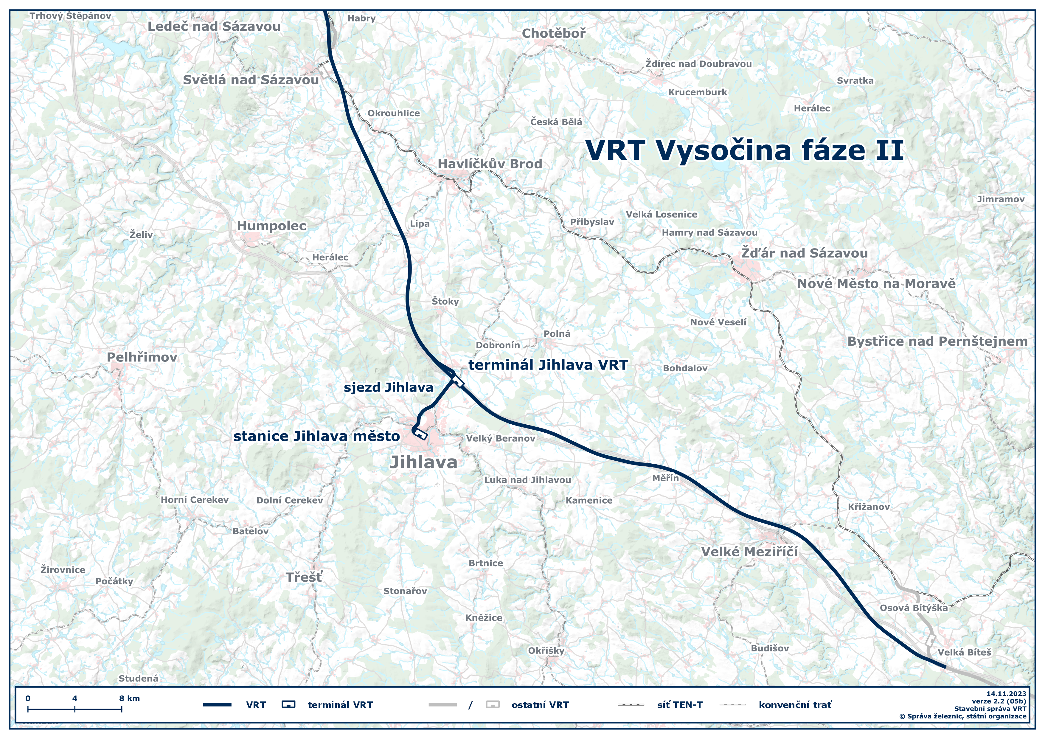 VRT Vysočina fáze II - mapa
