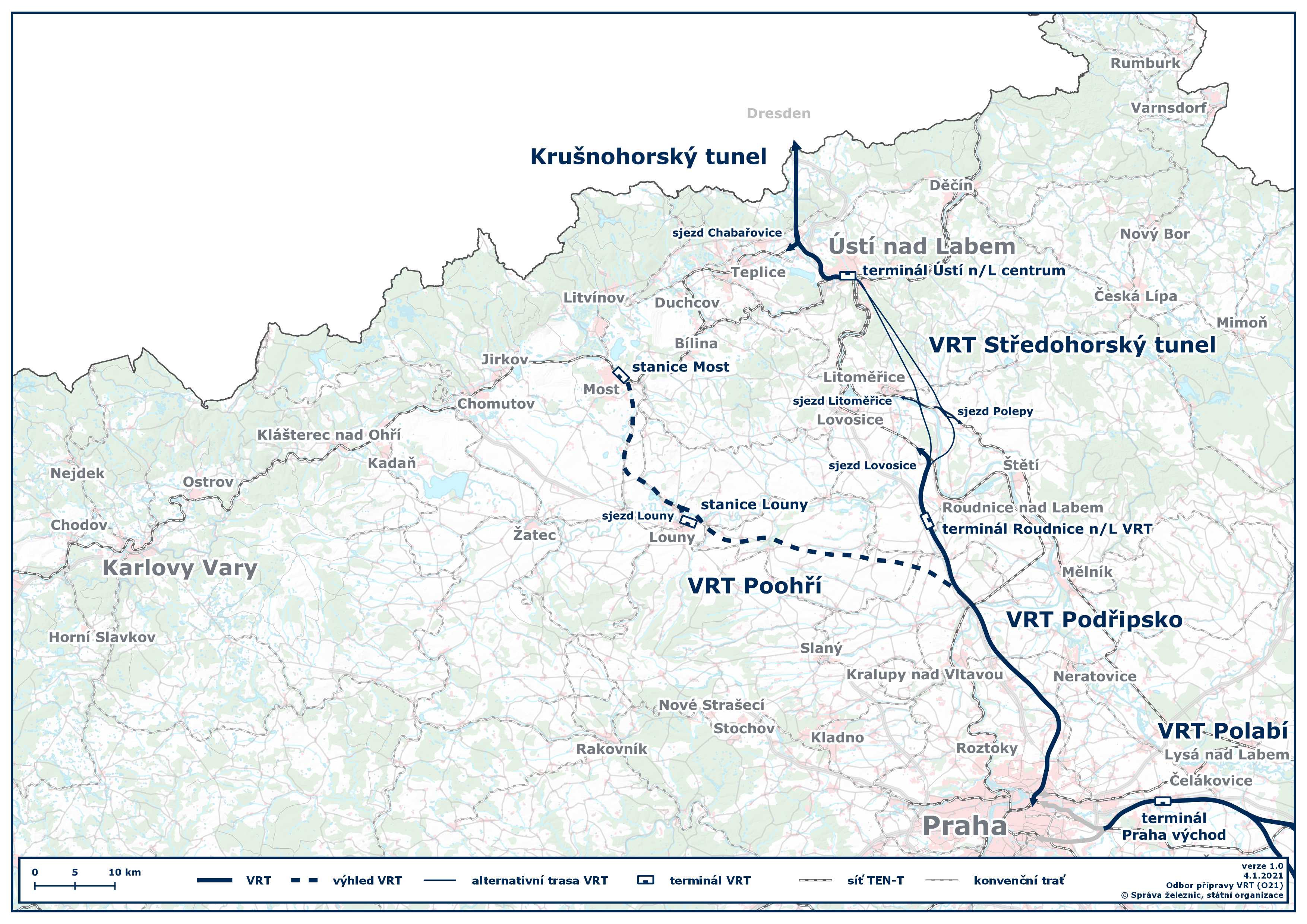 mapa VRT severní Čechy