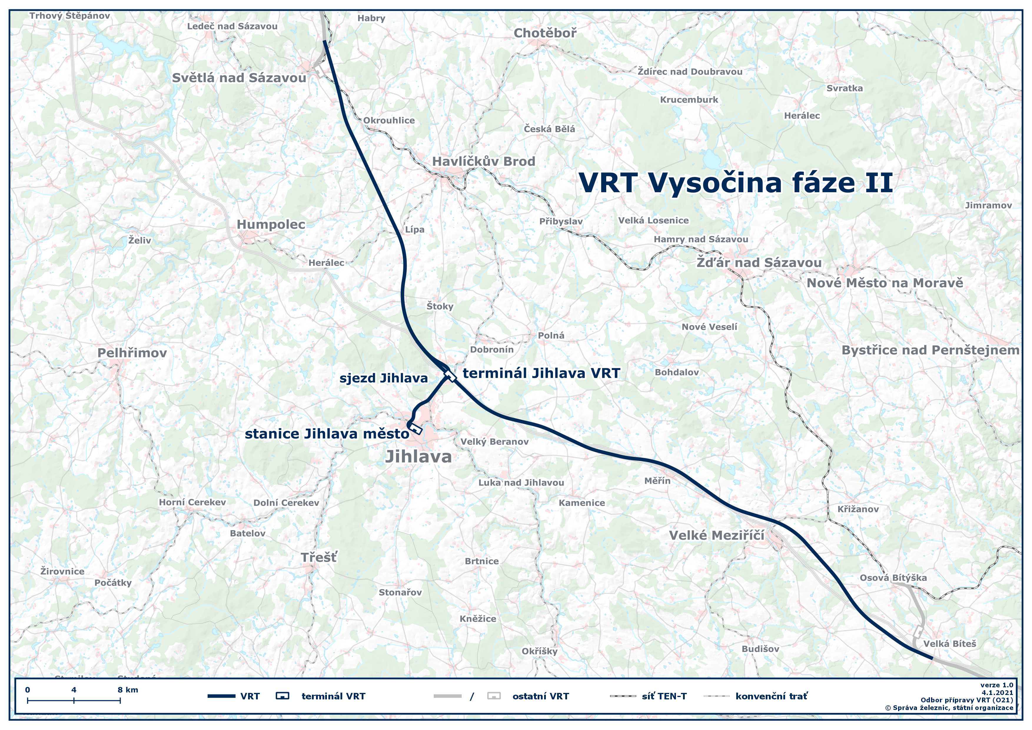 Mapa VRT Vysočina II.fáze