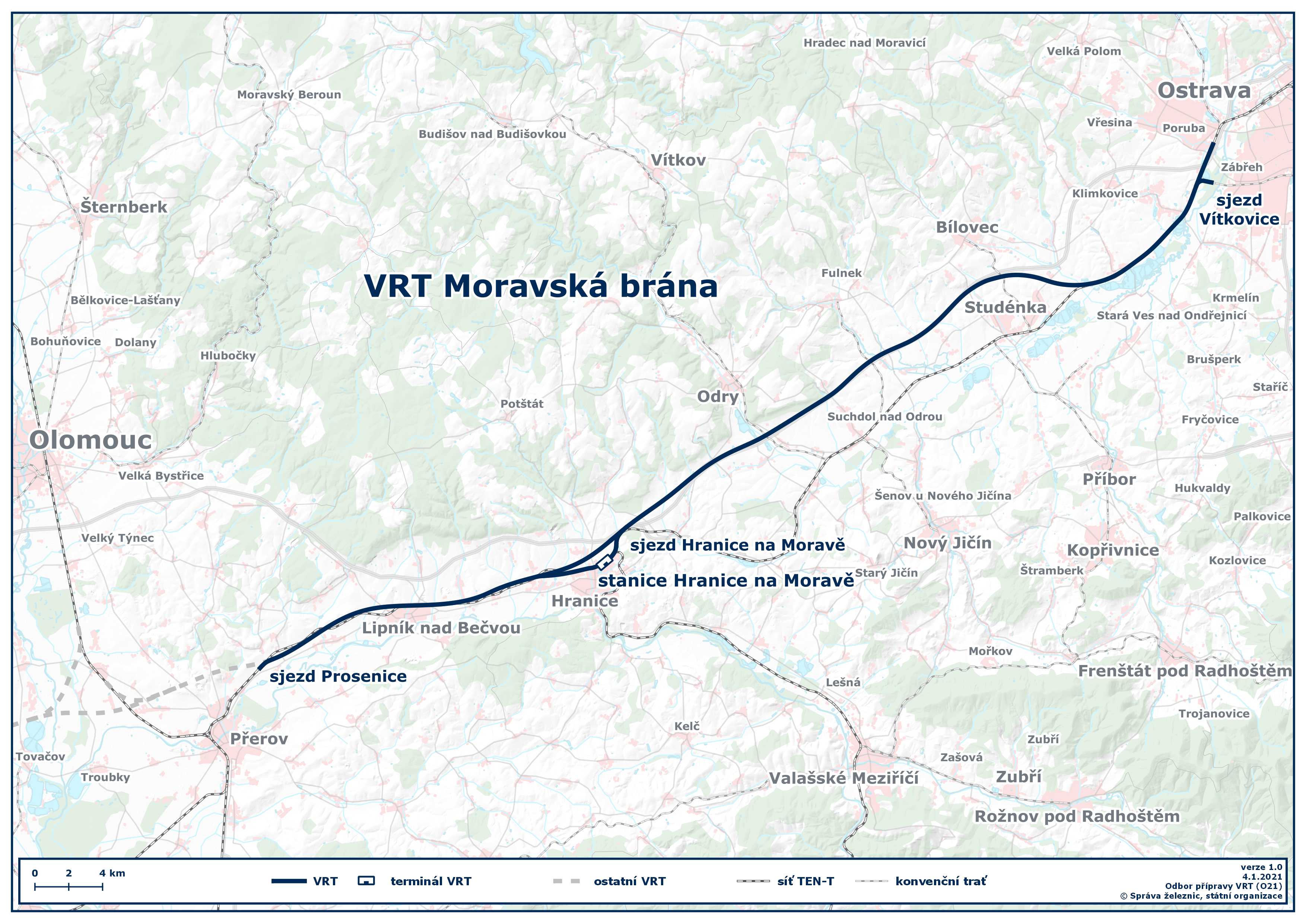 Mapa VRT Moravská brána