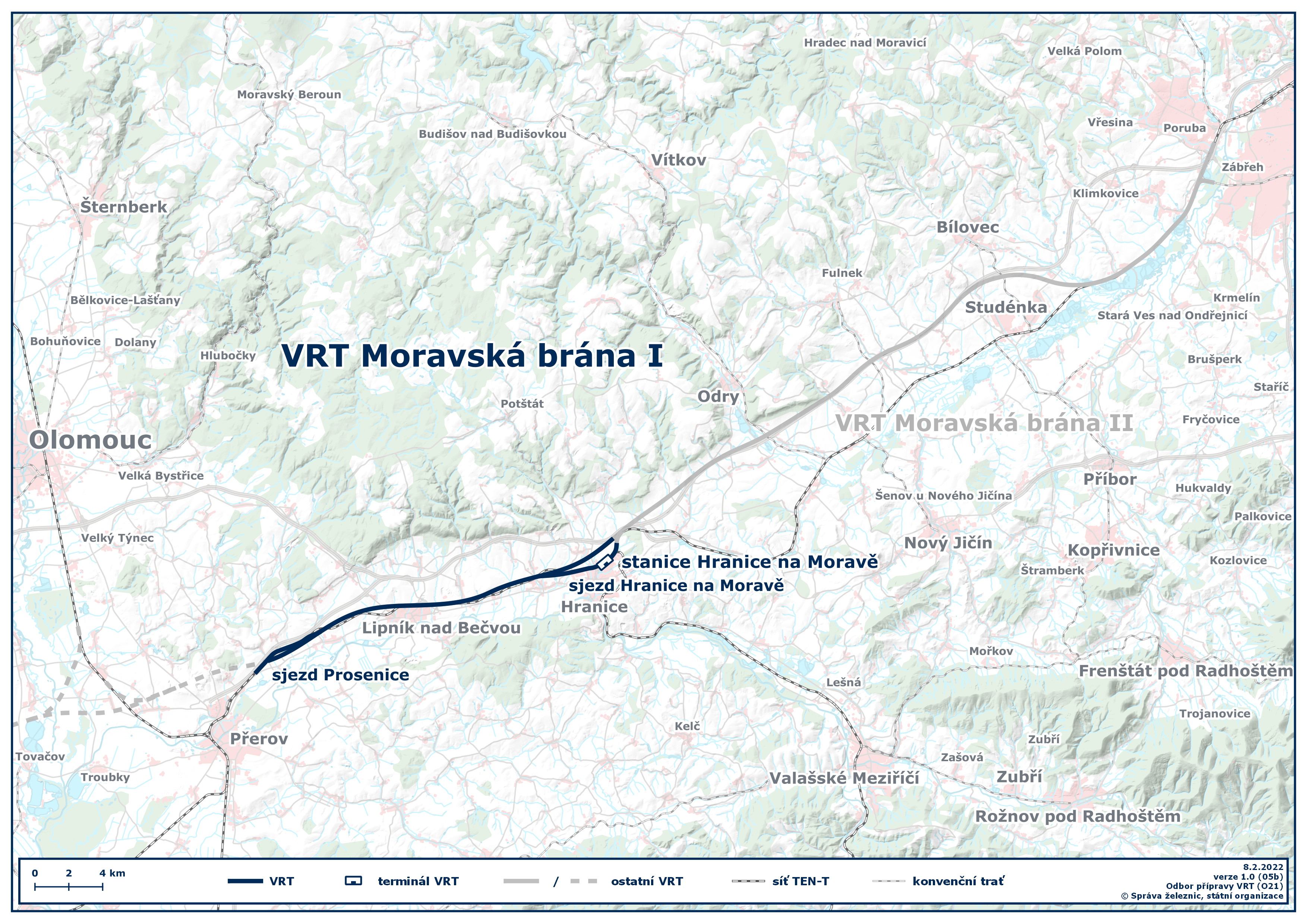 Mapa VRT Moravská brána I