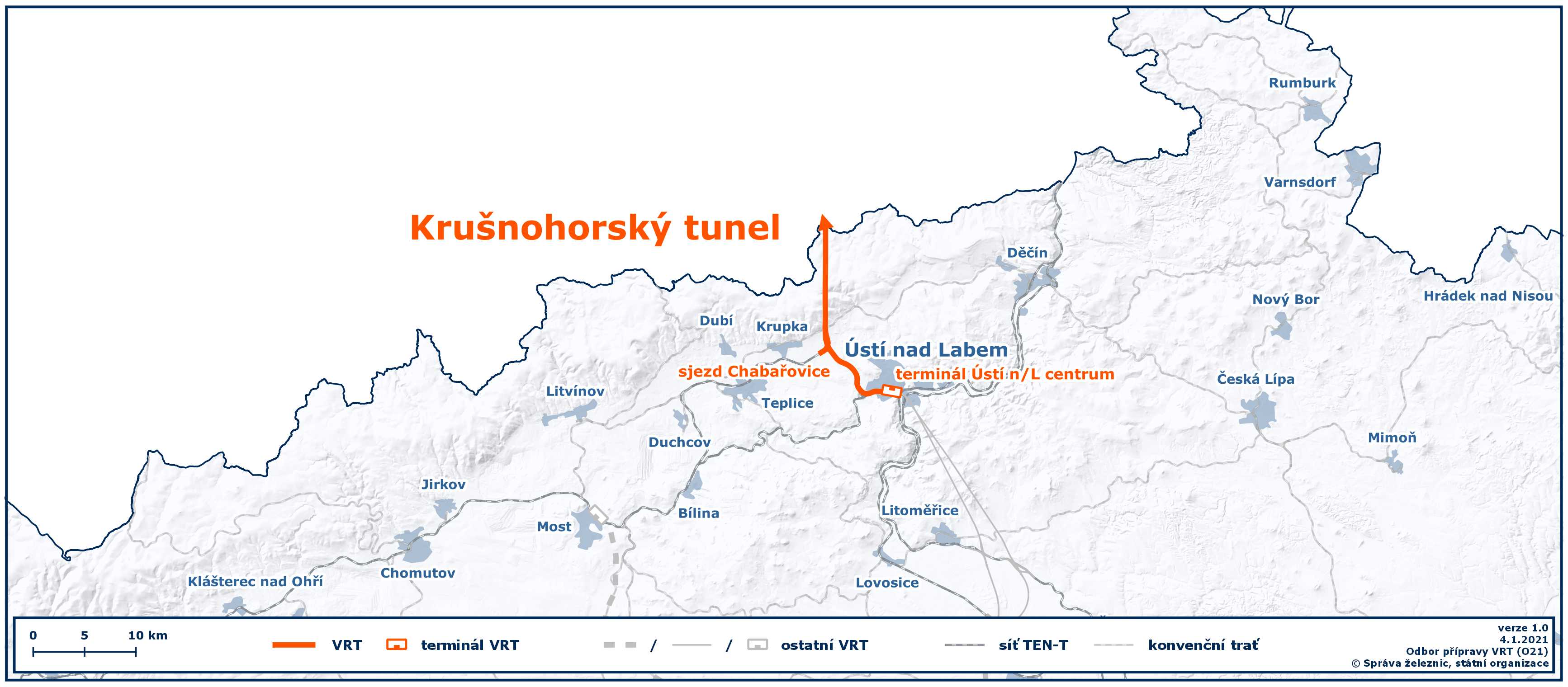 Mapa VRT Krušnohorský tunel