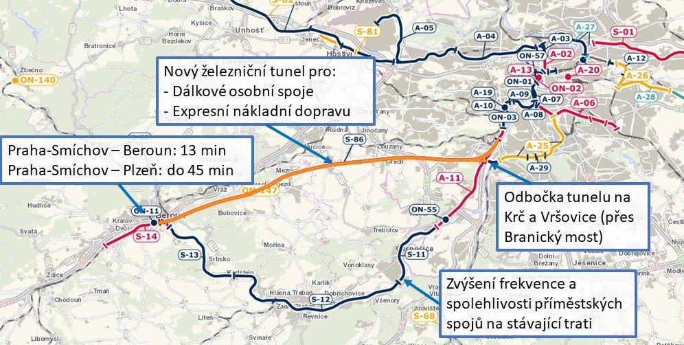 mapa plánované trasy