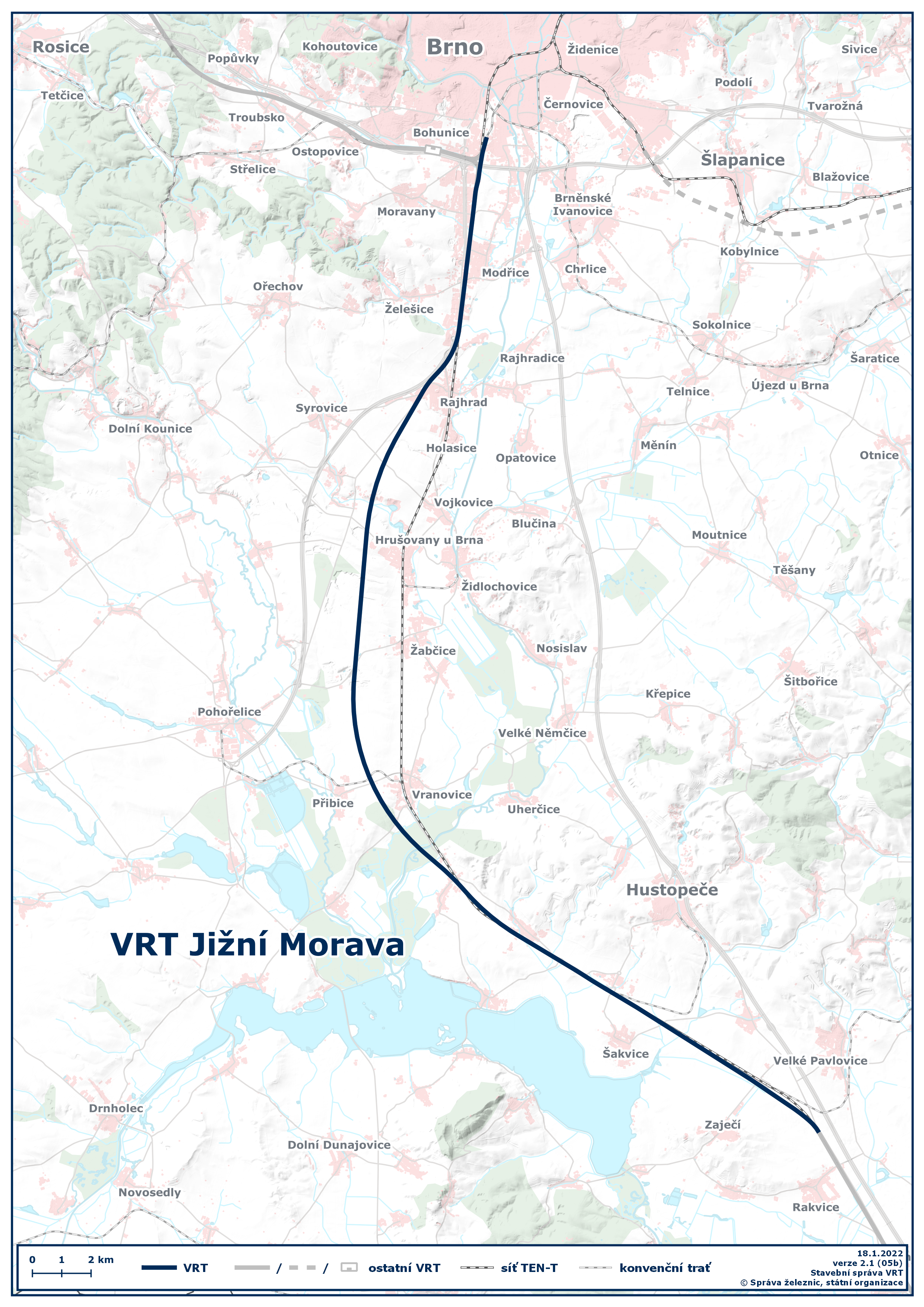 Mapa VRT Jižní Morava
